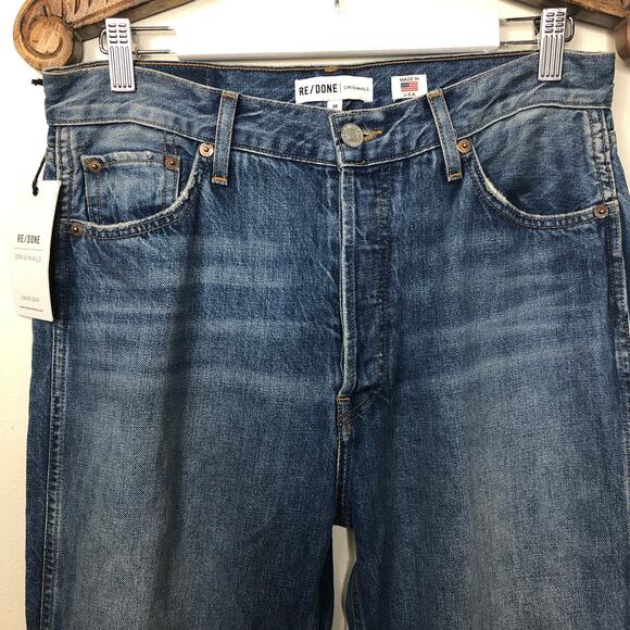 RE/DONE High Rise Straight Leg Loose Fit Button Fly 90's Jeans Vintage Indigo 30 - Picture 4 of 13